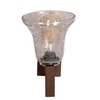 Devansh Solid Wood Electric Wall Light in Brown Colour with Transparent Shade Count of 1 Light