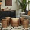 Mosaic Metal Coffee Table with 4 Nesting Stools Set of 5