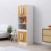Hexa Red Crockery Unit Multipurpose Wooden Cabinet in Frosty White And Giant Wood Colour