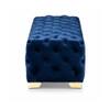 Doe Buck Velvet Tufted Bench in Blue Colour with Gold Base