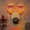 Devansh Metal Electric Wall Light in Gold Colour with Multicolor Shade Count of 2 Lights
