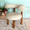 Westfield Sheesham Wood Mid Century Lounge Chair in Off White