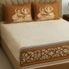 Multicolor Floral 400 TC Cotton Fitted Super King Bed Size Bedsheet With 2 Pilllow Covers  Threads