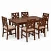 Globally Indian Anvaya Solid Sheesham Wood 6 Seater Dining Table Set 6 Chairs Beige