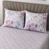 Cleo Light Purple & Pink Geometric 400 TC Cotton Flat Super King Size Bedsheet with 2 Pillow Covers – Threads