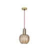 Nikolas Amber Glass And Shine Brass Finish Pendant Light
