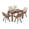 Atlas Crest Storage Solid Wood Dining Table With 4 Casey Swivel Chairs (Finish : Danish Walnut, Chair Colour : Dual Tone)