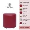 Doe Buck Mary Leather Round Ottoman Stool in Pink Colour