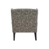 Joan Printed Canvas Geometry Fabric Wing Chair in Green Colour