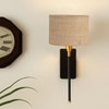 Devansh Metal Electric Wall Light in Black Colour with Beige Shade Count of 1 Light