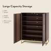 Nina 24 Pairs Solid Wood Shoe Cabinet In Mango Walnut Finish