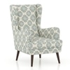 Genoa Fabric Wing Chair in Aqua Fleur Damask Colour