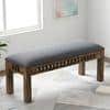 Milford Sheesham Wood Accent 3 Seater Bench In Anchor Grey Fabric