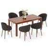 Atlas Solid Wood 6 Seater Dining Table with 6 Meryl Lounge Chair