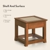 Fujiwara Solid Wood And Cane Bedside Table In Amber Walnut Finish