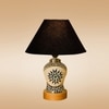 Devansh Conical Black Cotton Shade Lamp With Wood & Mosaic Glass Base For Decoration/Office/Home/Gifting/Study For Decoration/Office/Home/Gifting/Study -(10X10X14.5) Inches -A