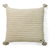 Bar Beige Melange Quilted Cushion Cover With Tassels 18X18 Inches