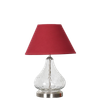 CRYSTAL Clear Glass Table Lamp with Chrome Base and Maroon Shade