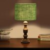 Devansh Green Jute  Table Lamp With  Wood Natural Base (7X17.5 Inches)-17