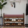 Fjellstad Solid Wood Shoe Rack with Seating in Walnut Brown finish