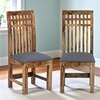 Columbus wood Set of 2 Dining Chairs in Anchor Grey Fabric Cushioning with TEAK FINISH