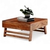 Bradford Sheesham Wood Contemporary Square Foldable Coffee Table In Natural Teak Finish