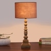 Devansh Grey Cotton Table Lamp With  Wood Natural Base (7X7X21.25 Inches)-7