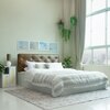 Chestnut Bed With Premium Leatherette Fabric And Hydraulic Storage - Queen Bed
