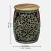 Ethnic Handcrafted Painted Metal Coffee Table with 4 Stools in Multicolour Finish Set of 5