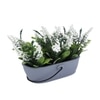 Artistic White Lupine With A Handle Ceramic Pot
