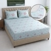 Saanvi Green Shade Floral 400 TC Cotton Fitted Double Queen Size Bedsheet with 2 Pillow Covers – Threads