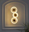 Axton Integrated 3 Light Led Wall Fitting In Brass Finish Metal With Frosted White Glass