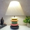 Multicolour Handpainted And Hancarved Distress Wooden Stone Finish Table Lamp