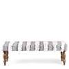 Cairo Sheesham Wood Accent 3 Seater Bench In Grey Fabric