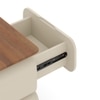 Sora Solid Wood Bedside Table In Beige with Amber Walnut Finish