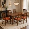 Globally Indian Pranika Solid Sheesham Wood 6 Seater Dining Table Set 6 Chairs Terracotta Orange