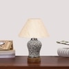 Devansh Conical Off White Cotton Shade Lamp With Wood & Mosaic Glass Base For Decoration/Office/Home/Gifting/Study For Decoration/Office/Home/Gifting/Study -(10X10X14.5) Inches -A