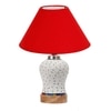Devansh Conical Red Cotton Shade Lamp With Wood & Mosaic Glass Base For Decoration/Office/Home/Gifting/Study For Decoration/Office/Home/Gifting/Study -(10X10X14.5) Inches -A