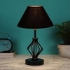 Makenna Black cotton Table lamp with Iron Base
