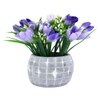 Bunch Of Realistic Charm Shaded Purple Tulip With A Ceramic Pot
