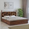 Rustic Sheesham Wood Queen Size Bed With Box Storage In Provincial Teak Finish