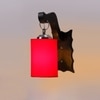 Devansh Solid Wood Electric Wall Light in Brown Colour with Red Shade Count of 1 Light