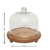 Ireka Homes Sugar Sphere Acacia Wood Cake Stand with Glass Dome