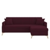 Convil Velvet L Shape 4 Seater Sofa in Red wine Color