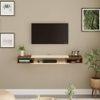 Toska Engineering Wood Wall Mount TV Entertainment Unit Set Top Box Stand/TV Cabinet with Shelves for Books & Décor Display Unit Large Upto 50 Inches (Brown Maple & Beige)