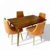 Oakmont Sheesham Wood Mid Century 4 Seater Dining Table Set