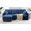 William Solid Wood Sofa cum Bed in Navy Blue