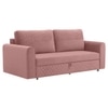 Baruna 3 Seater Velvet Pull Out Sofa Cum Bed with Storage In Peach Color