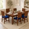 Globally Indian Aurelie Solid Sheesham Wood 6 Seater Dining Table Set 6 Chairs Navy Blue