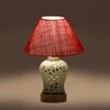 Devansh Conical Pink Jute Shade Lamp With Wood & Mosaic Glass Base For Decoration/Office/Home/Gifting/Study For Decoration/Office/Home/Gifting/Study -(10X10X14.5) Inches -A